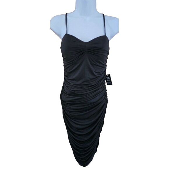Body Contour Ruched little Black Dress whimsygoth elegant classic capsule glam - Picture 3 of 8
